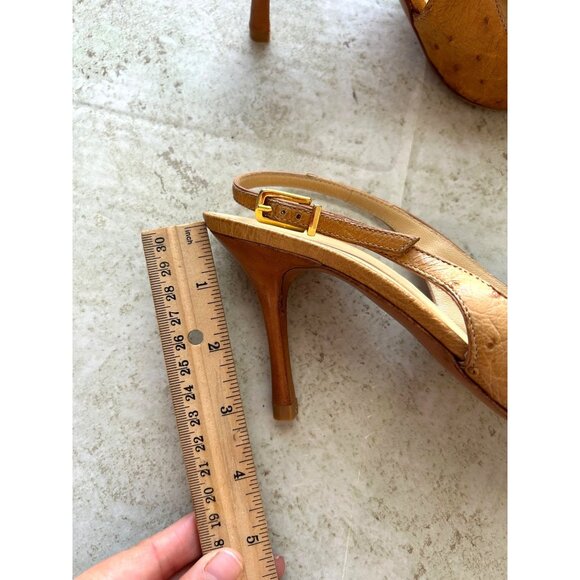 Giuseppe Zanotti Vicini Women's Sz 36.5 Heels Ostrich Leather Slingback Stiletto - Picture 11 of 12